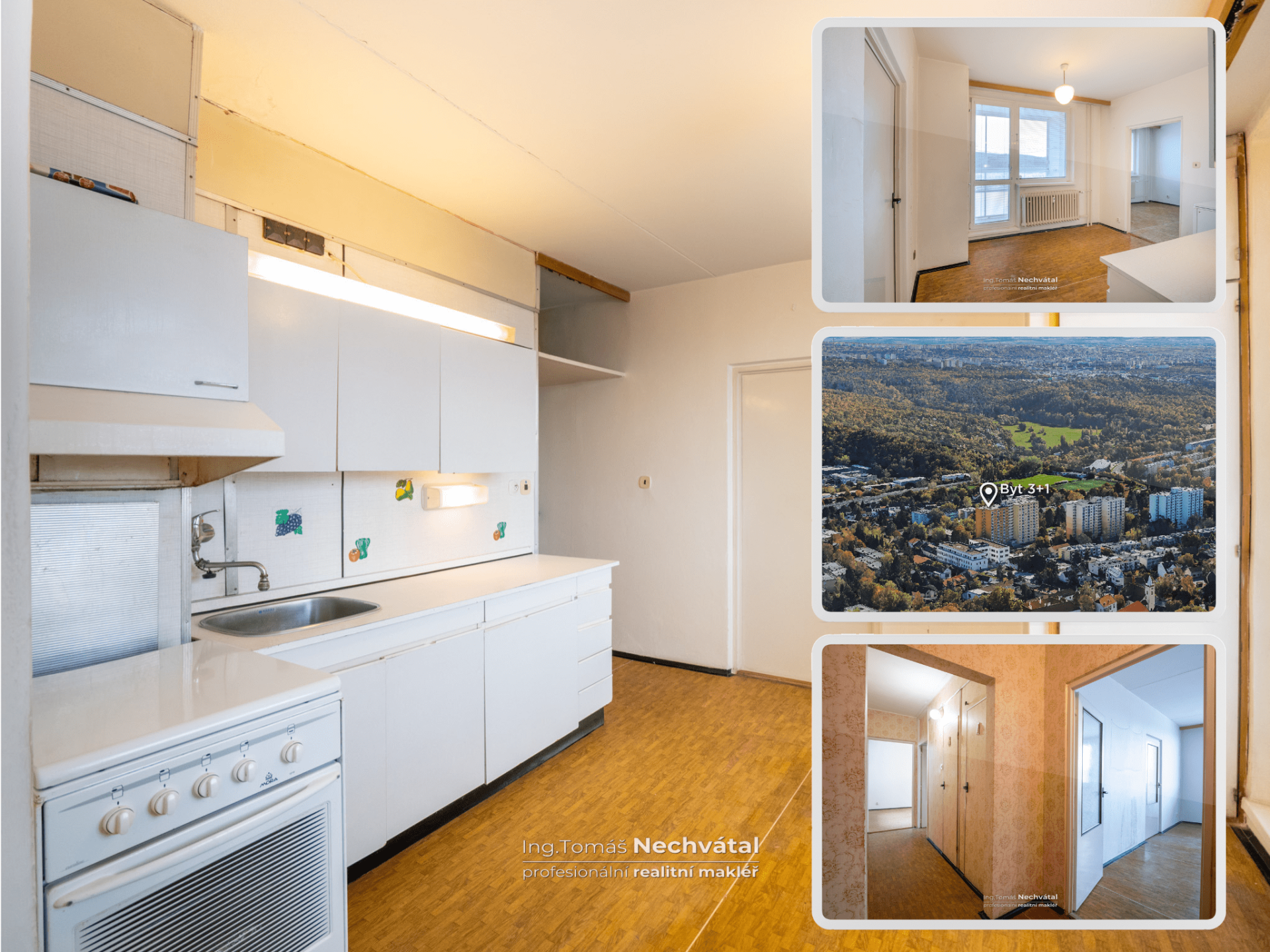 Prodej bytu 3+1 se šatnou a lodžií k rekonstrukci - BRNO-ŘEČKOVICE